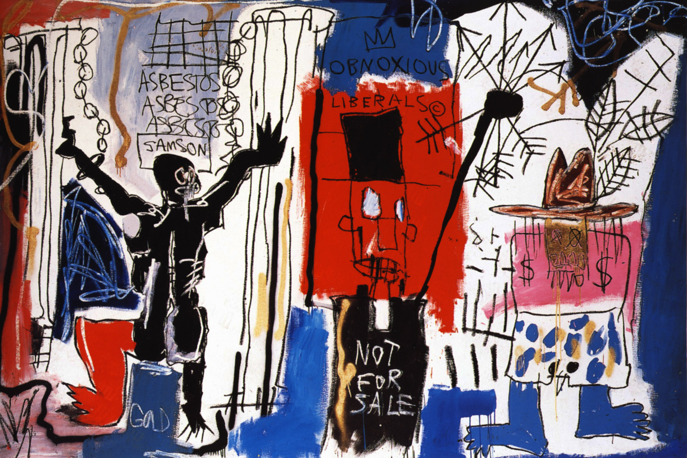 Obnoxious Liberals, Jean-Michel Basquiat, acrylic and crayon on canvas, 1982